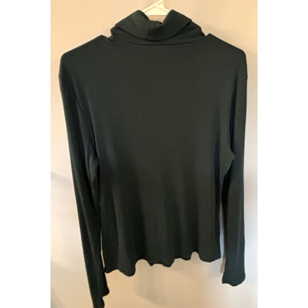 Sonoma Womens Dark Green Stretchy Turtleneck Ribbed Top Large - Picture 3 of 3